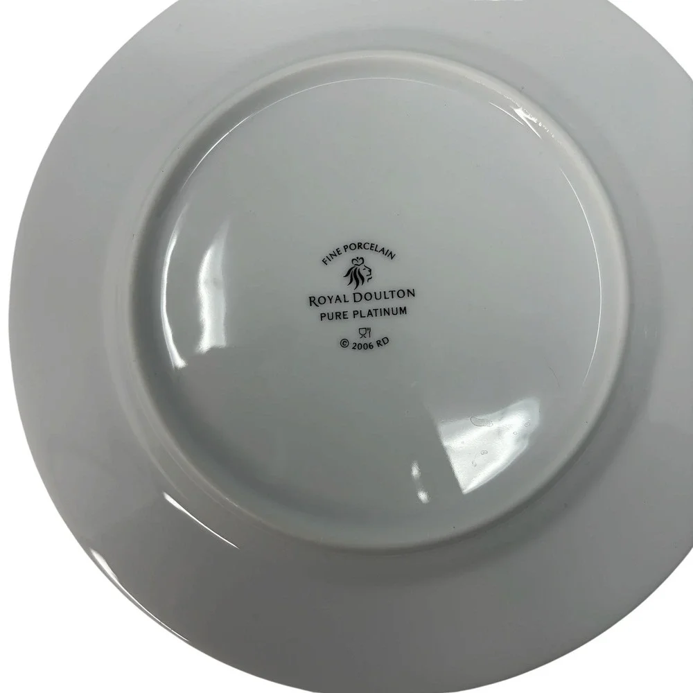 Royal Doulton Pure Platinum Dinner Salad Plates Set of 8 Fine Porcelain 2006